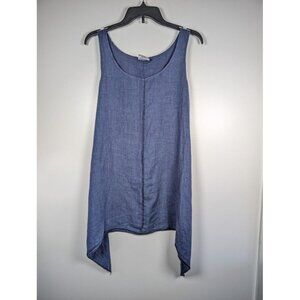 California 100% Linen Top Size Small Assymetrical Lagenlook Boho Tunic Beachy